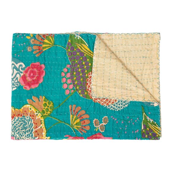 Taj Hotel Home Decor Kantha Cotton Throw | 1-Piece | Multicolor | 50"x70" - Picture 1 of 3